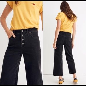 Madewell Black Wide Leg Crop High Rise Jeans
